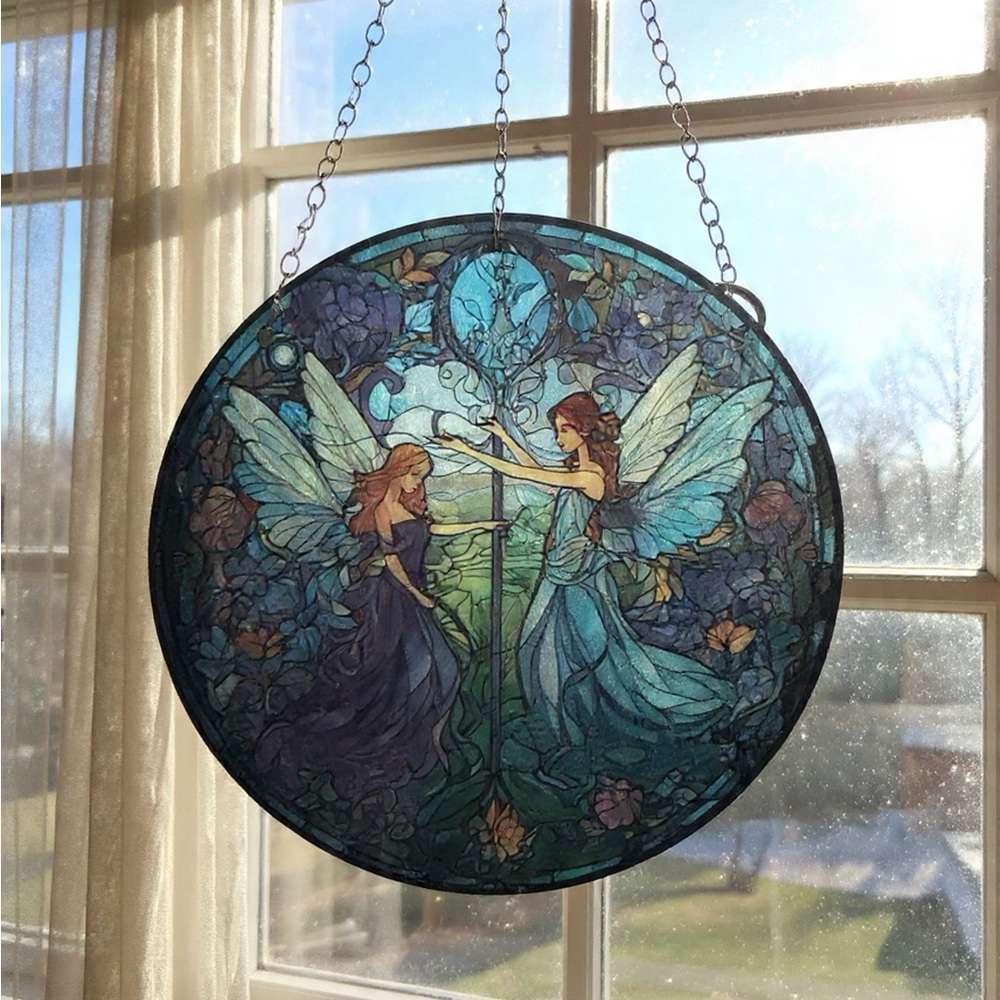 Blue Fairy Sun Catcher -Style Hanging Wall Art